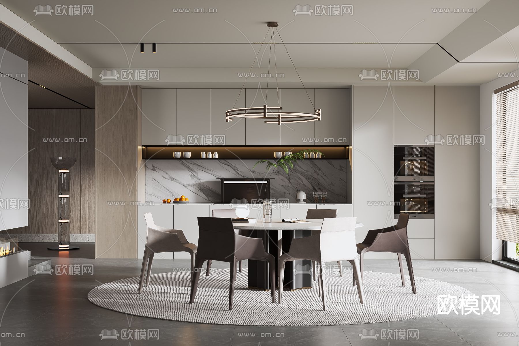 现代餐厅3d模型下载_ID12197305_3dmax免费模型-欧模网