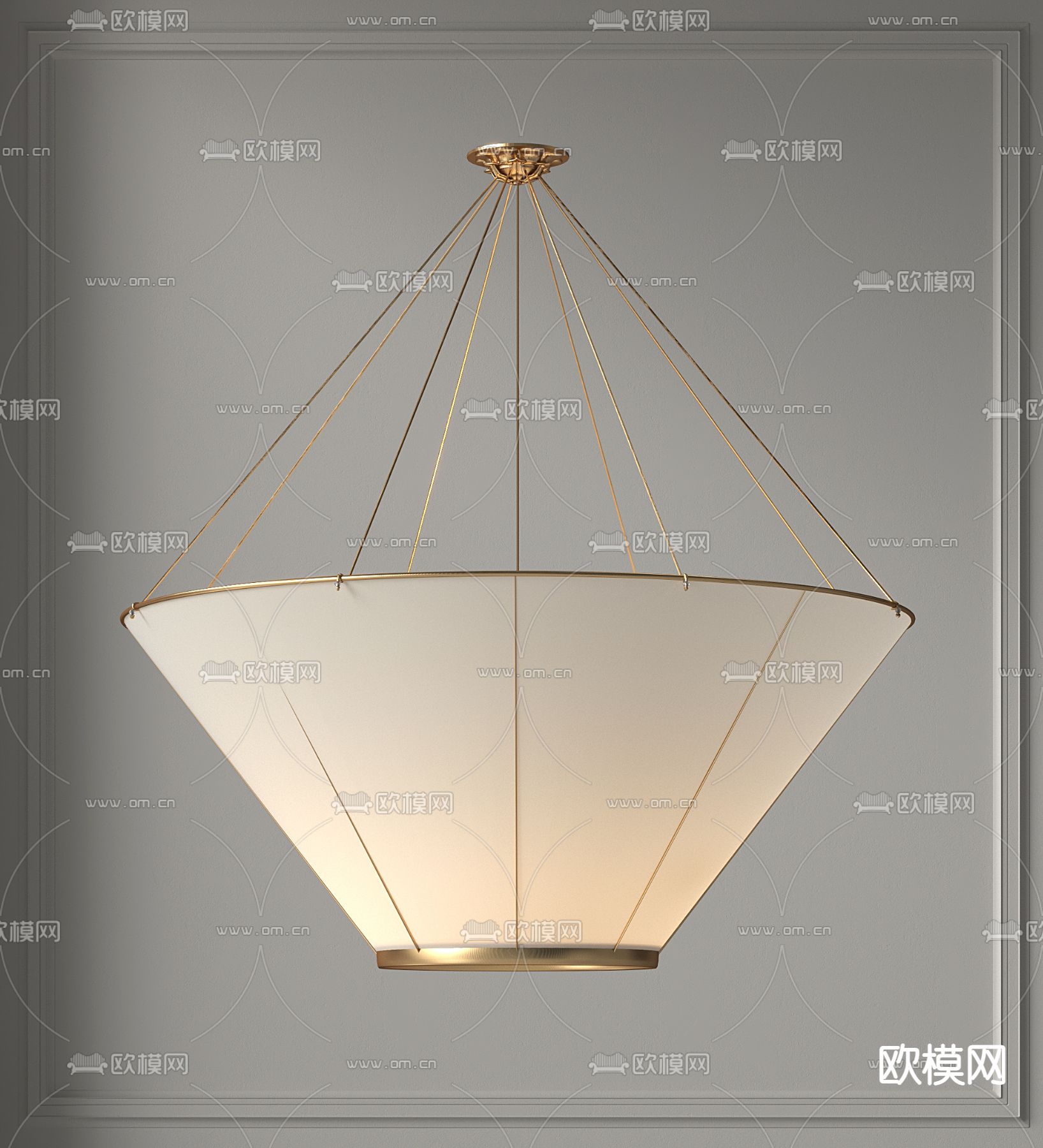 轻奢雾面遮罩吊灯su模型下载（渲染图1）