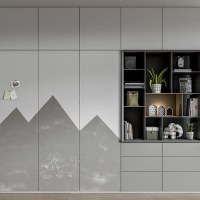 现代儿童衣柜su模型