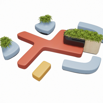  现代办公异形沙发su模型 