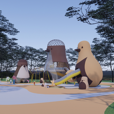  现代萌鸟主题儿童区su模型 