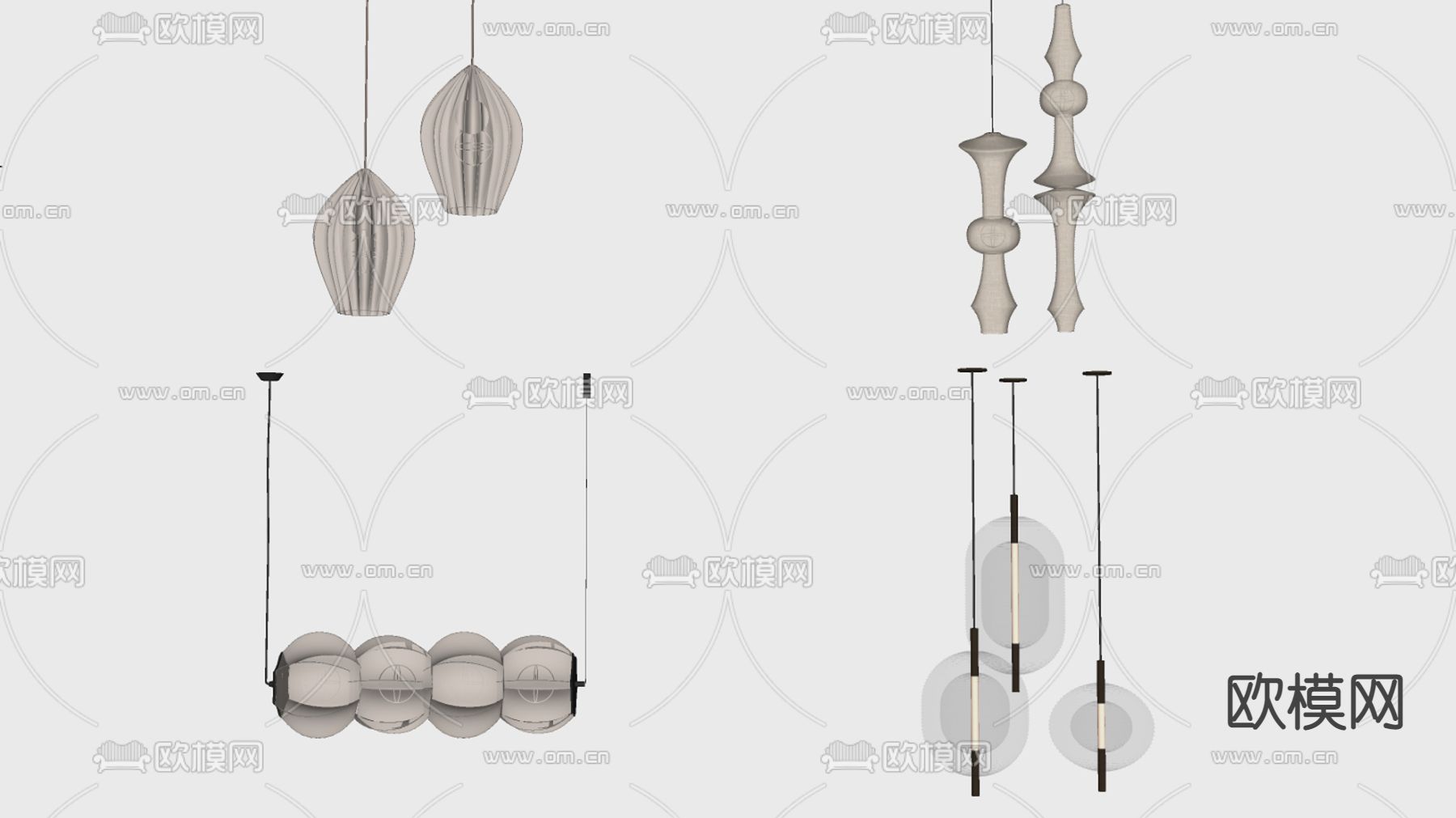 侘寂吊灯su模型下载（渲染图2）
