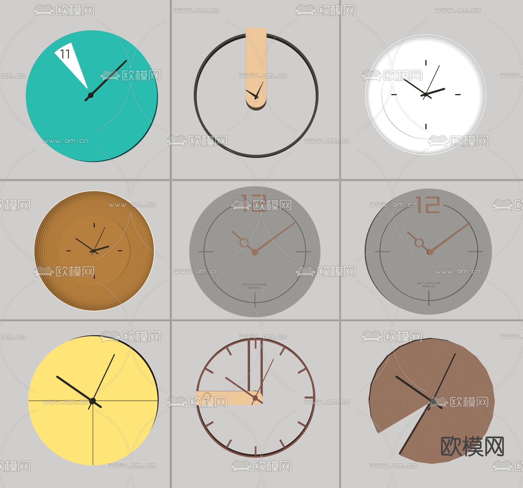 现代时钟 挂钟墙饰su模型下载（渲染图2）