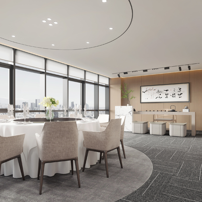  新中式中餐厅包房 包间包厢su模型 