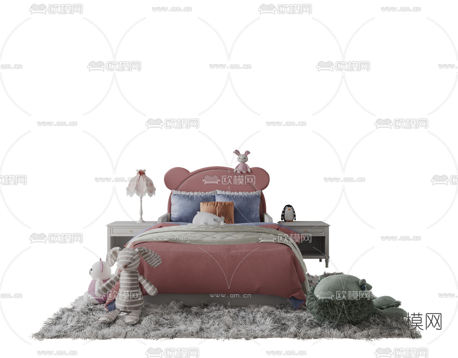 现代儿童床3d模型下载（渲染图2）