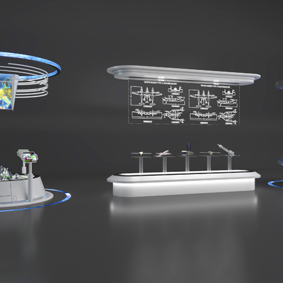  科技展台 交互屏su模型 