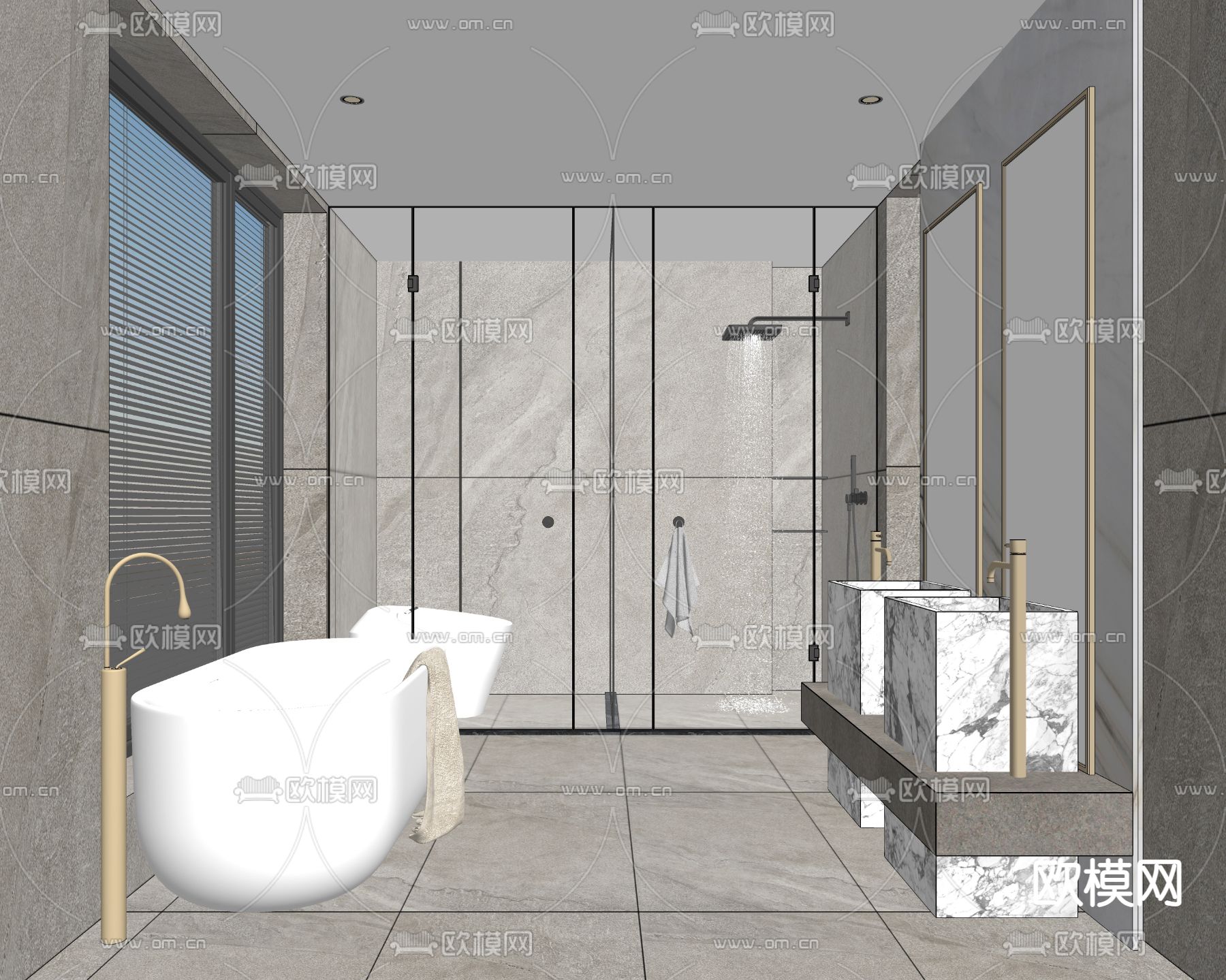 现代浴室卫生间su模型
