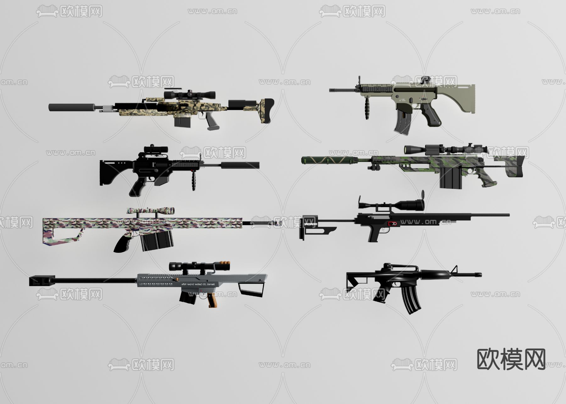 步枪 狙击枪 枪械武器su模型下载（渲染图1）