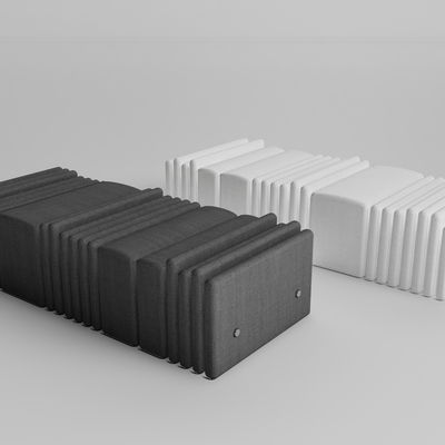  黑白沙发凳 床尾凳 脚踏su模型 