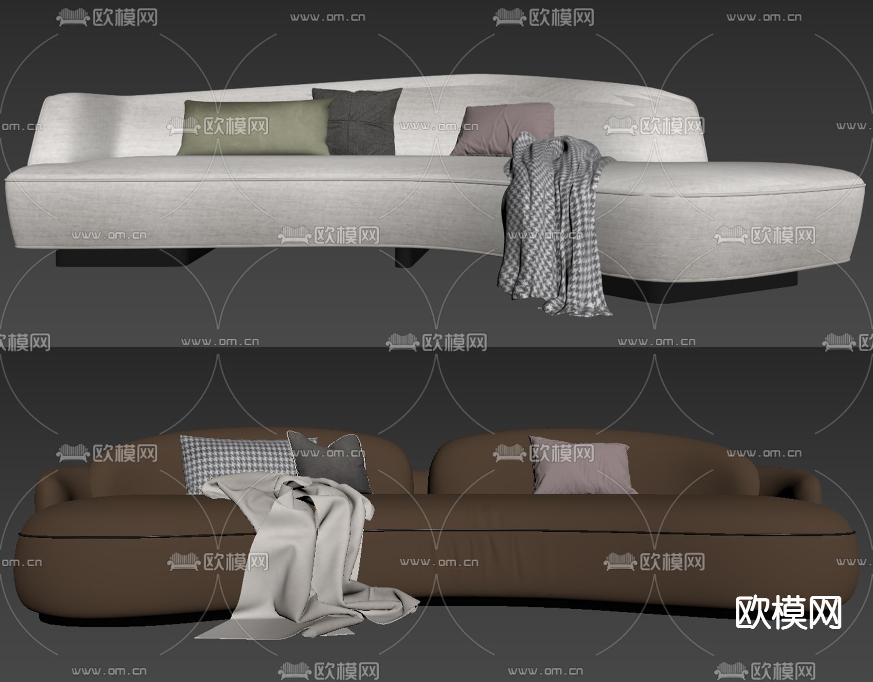 布艺弧形沙发 异形沙发su模型下载（渲染图2）