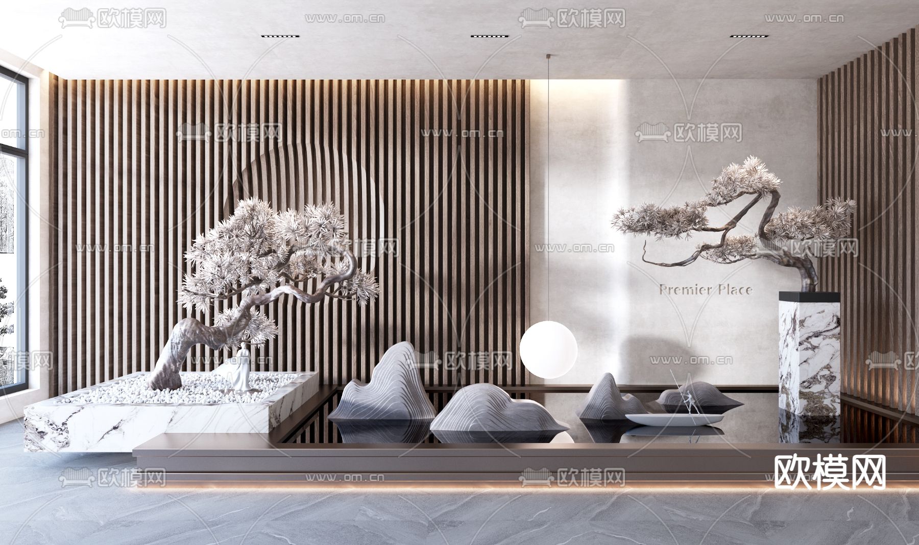 新中式室内水景 景观小品3d模型下载_ID12195648_3dmax免费模型-欧模网