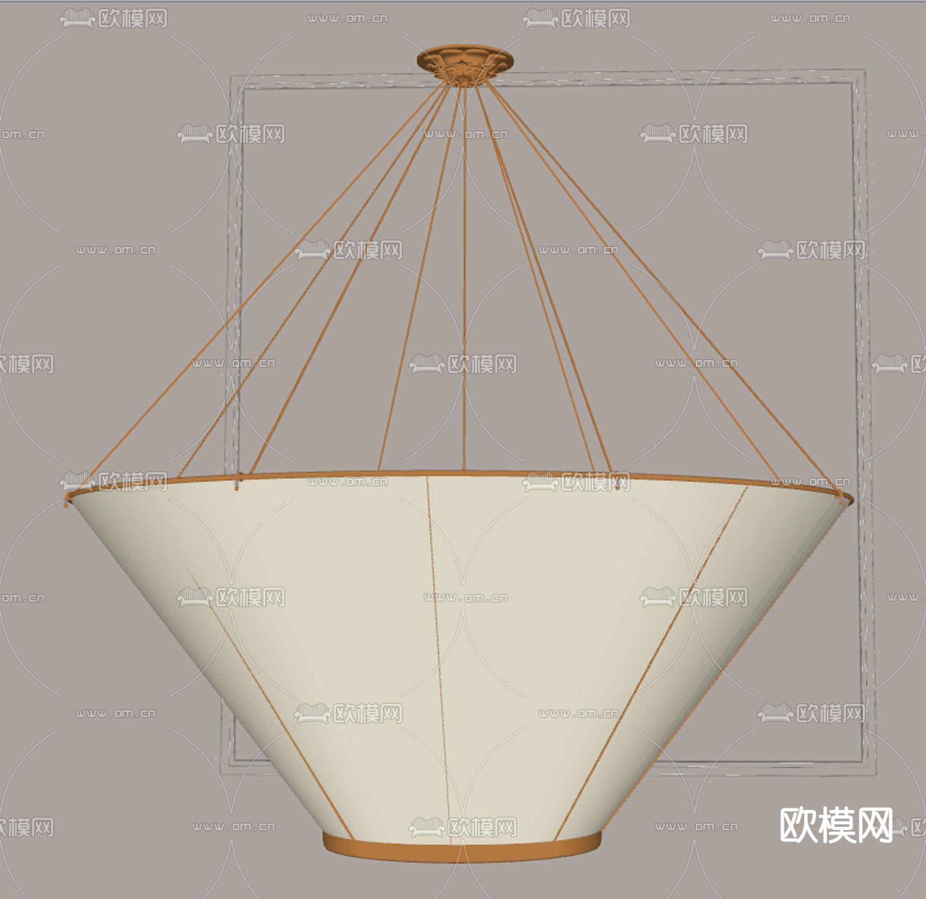 轻奢雾面遮罩吊灯su模型下载（渲染图2）