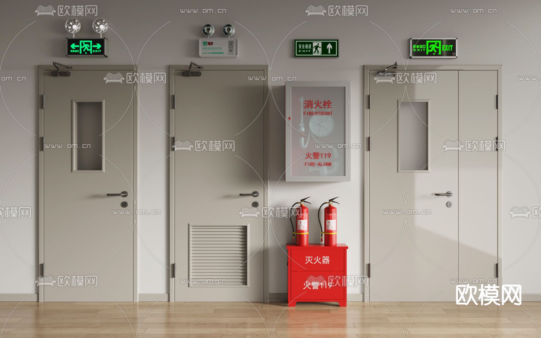 消防门 防火门 消防栓3d模型