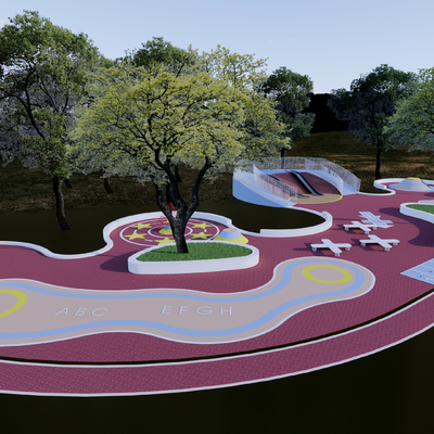  现代公园儿童娱乐区su模型 