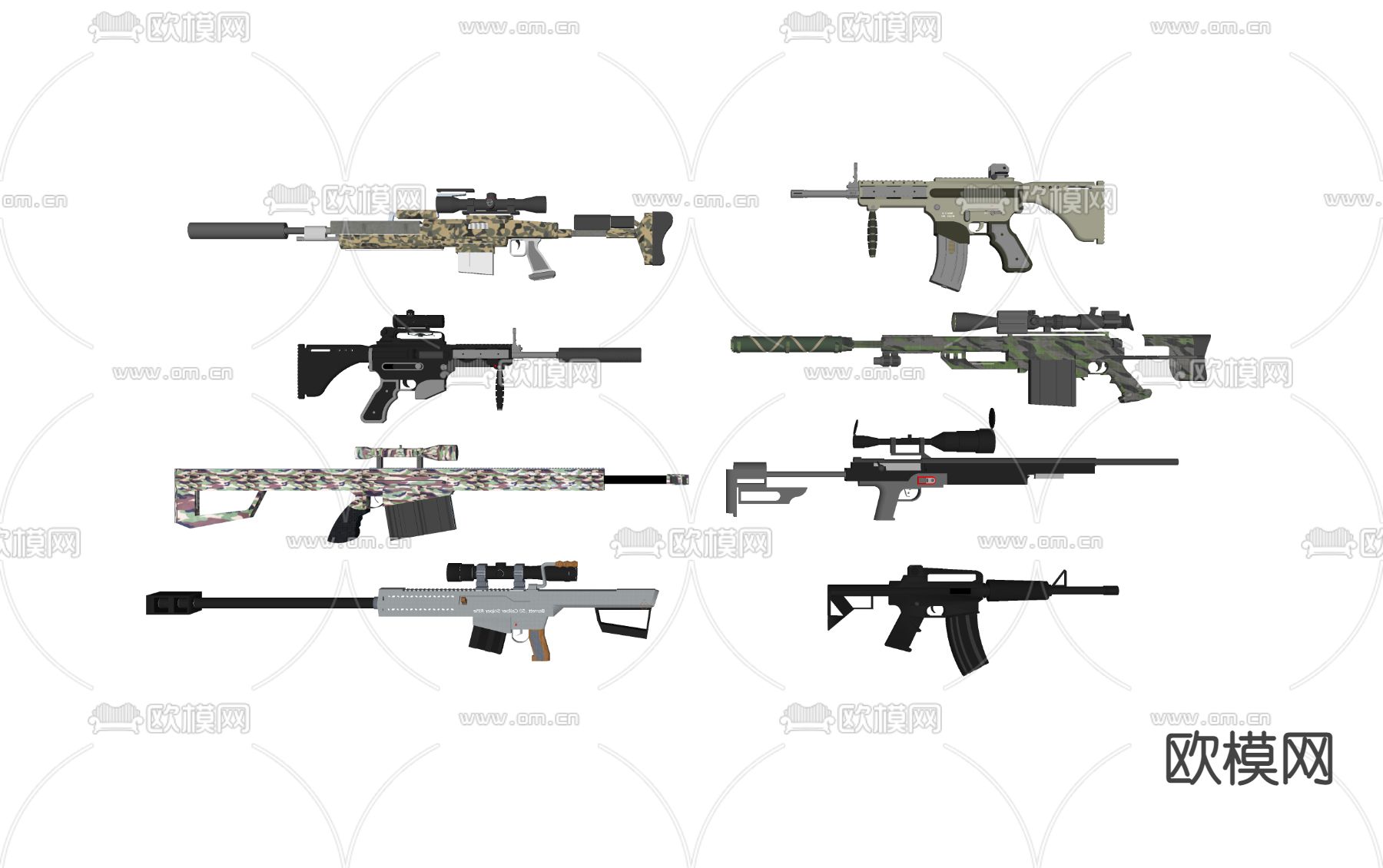 步枪 狙击枪 枪械武器su模型下载（渲染图2）