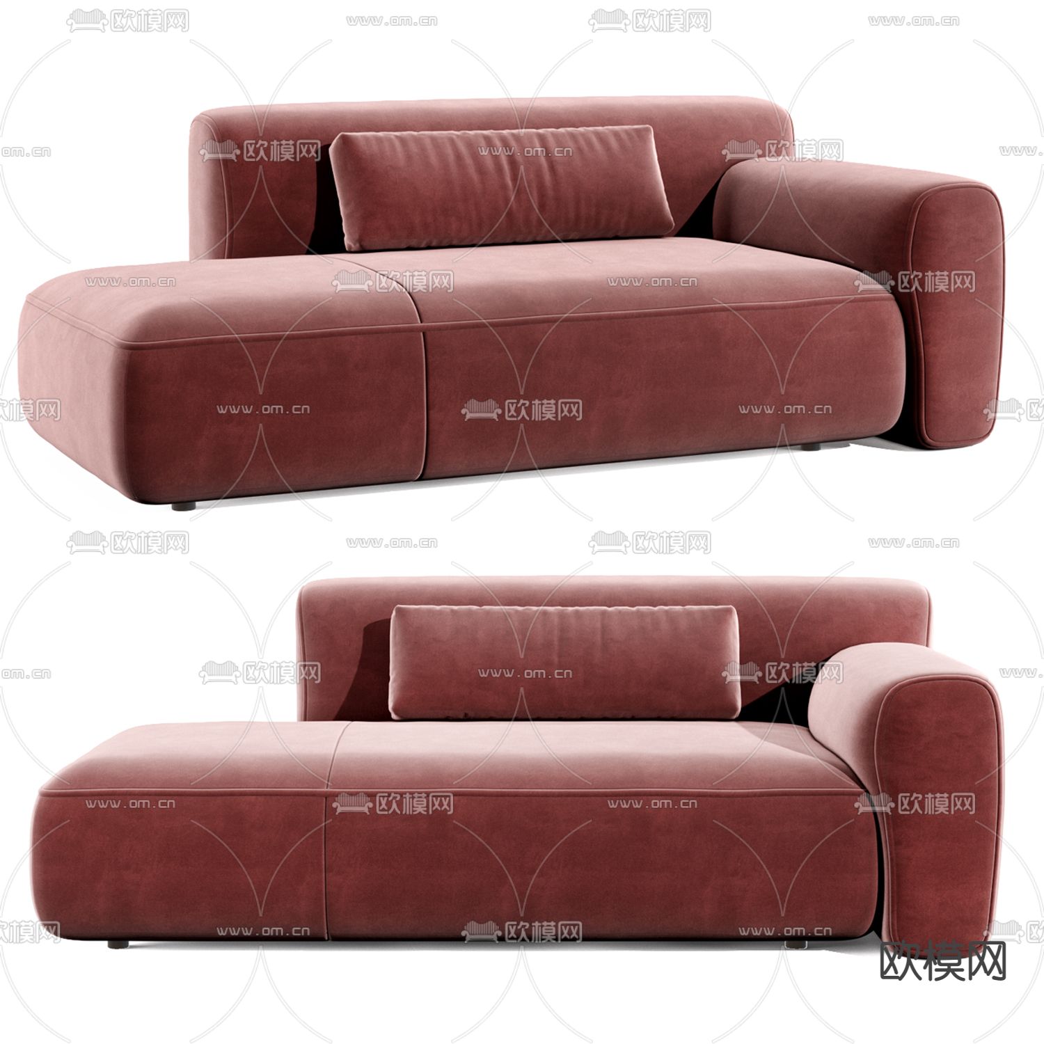 Flexform 红色贵妃椅3d模型下载（渲染图1）