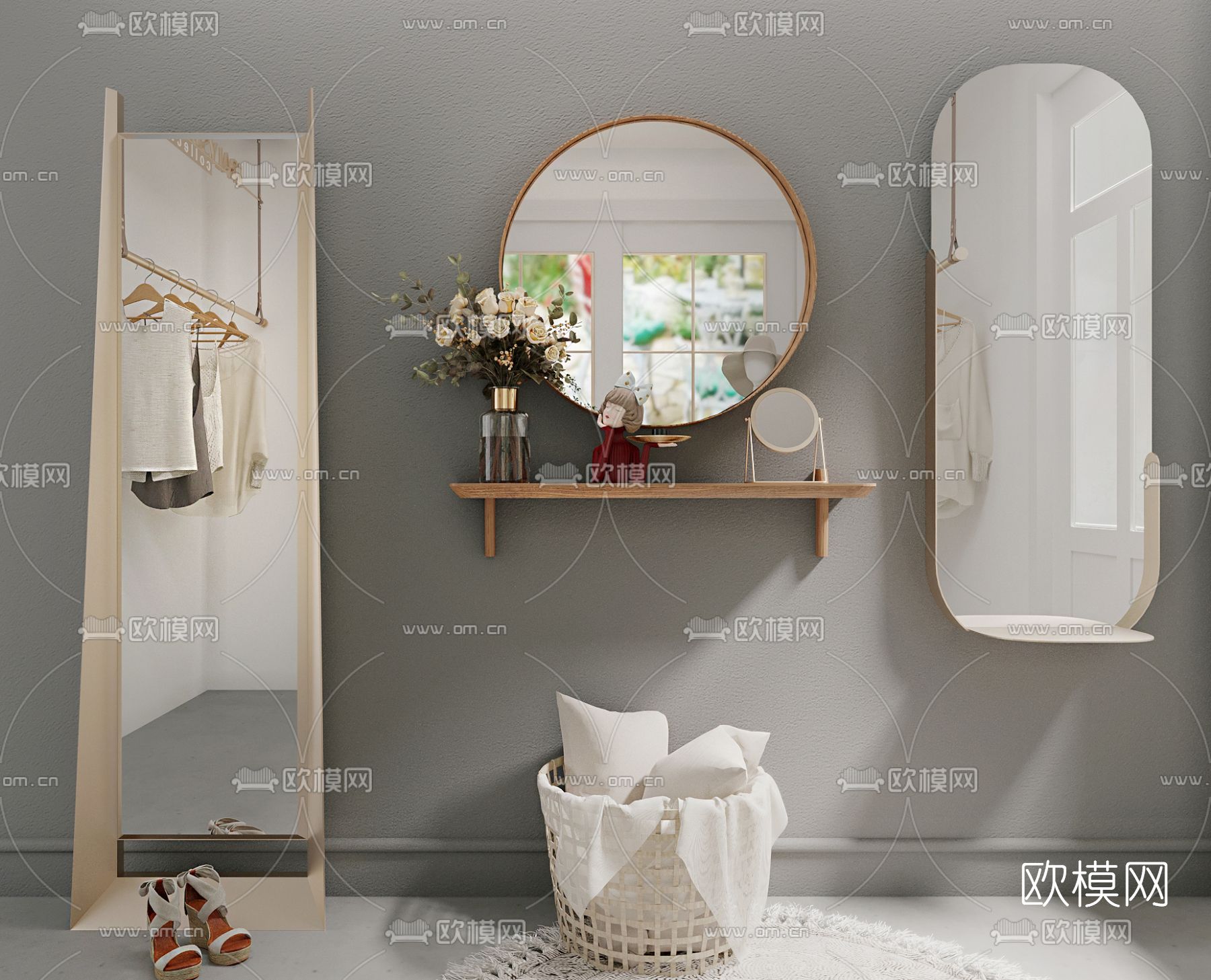 现代镜子3d模型下载