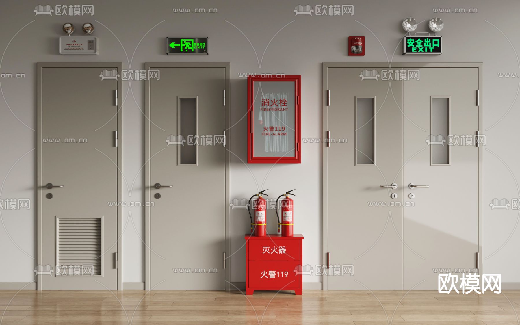 消防门 防火门 消防栓3d模型