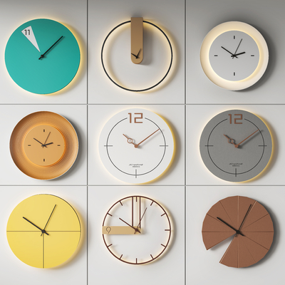  现代时钟 挂钟墙饰su模型 