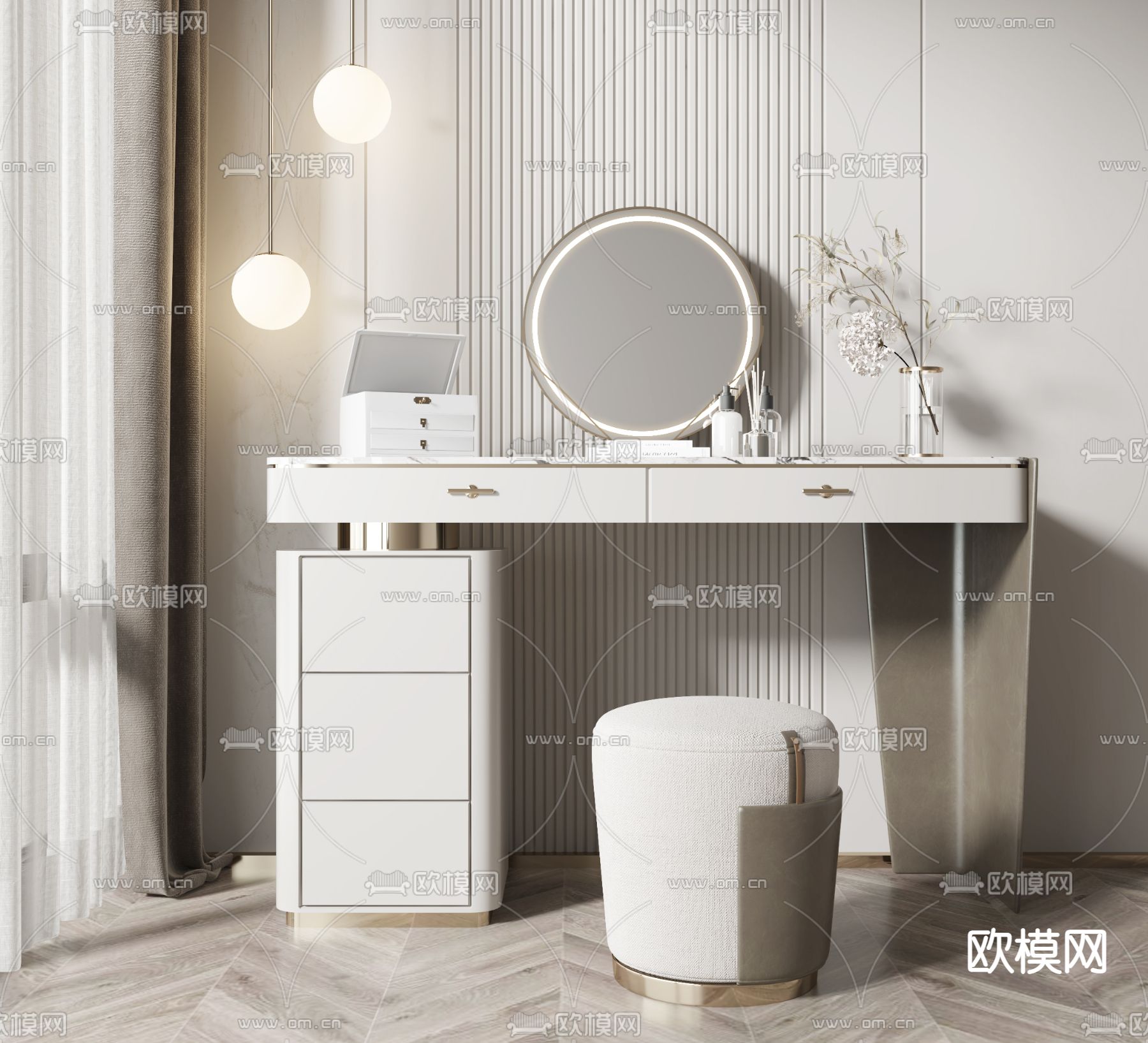 现代梳妆台3d模型下载