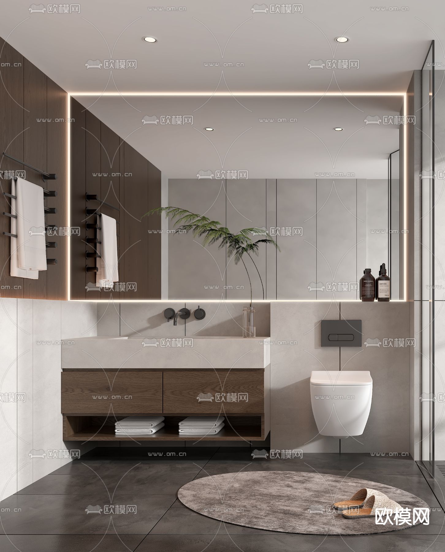 现代卫生间 浴室3d模型下载（渲染图2）