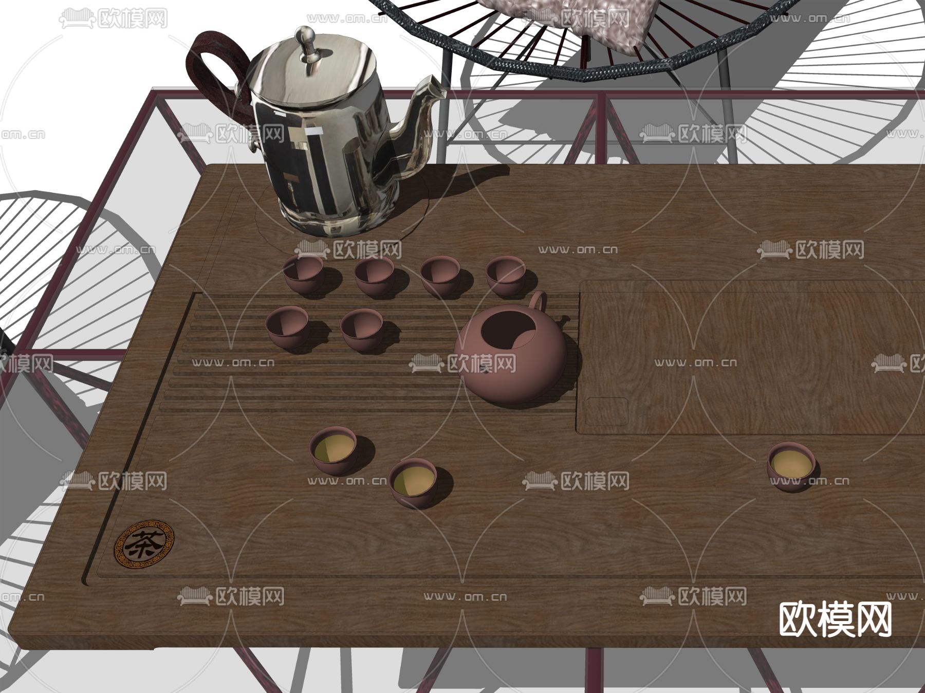 中式茶具su模型