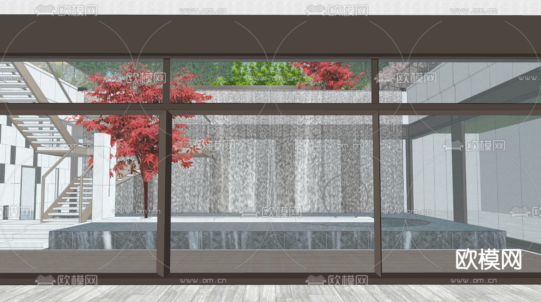 新中式园林景观su模型下载（渲染图2）