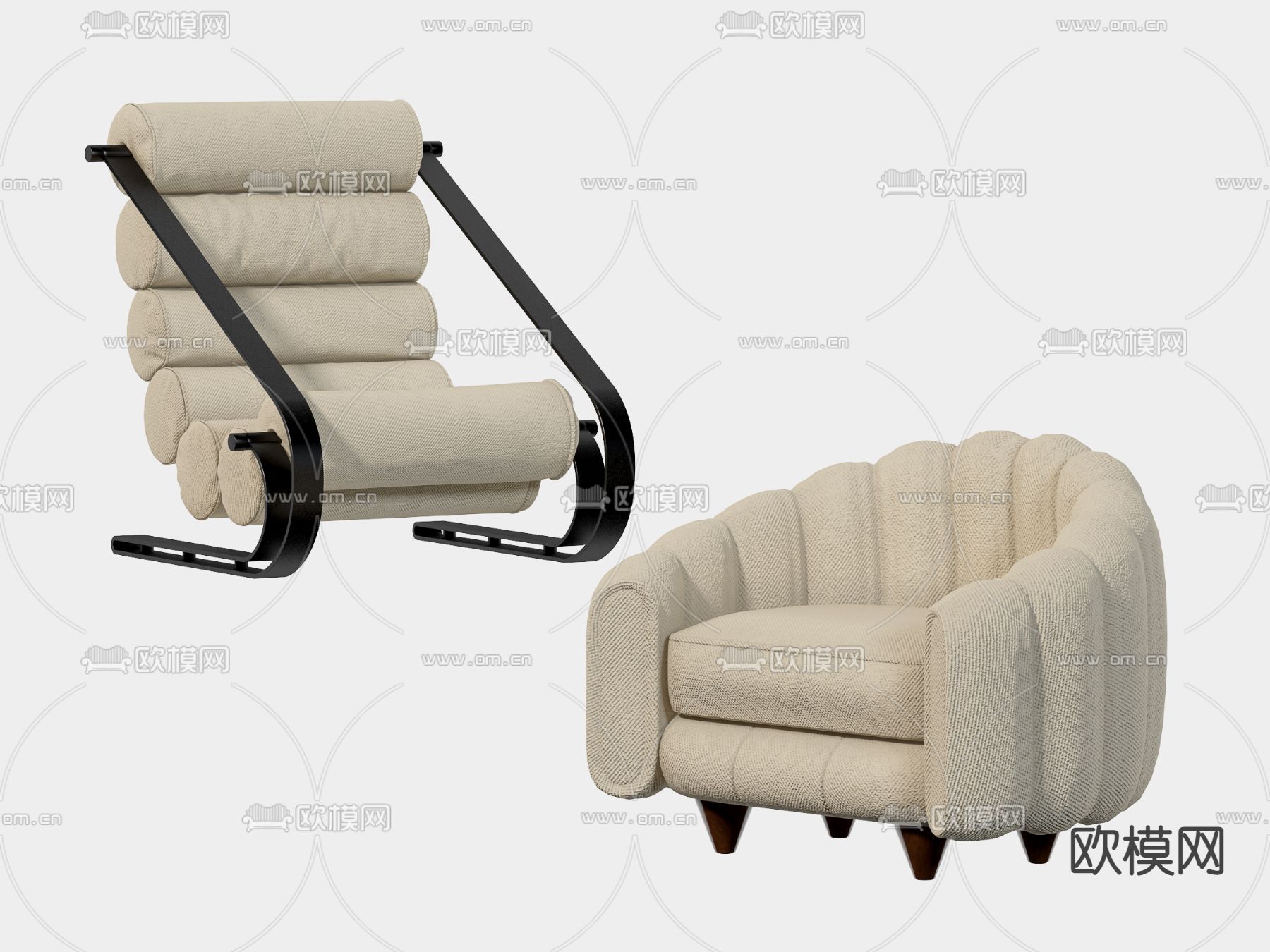 侘寂风休闲沙发3d模型下载