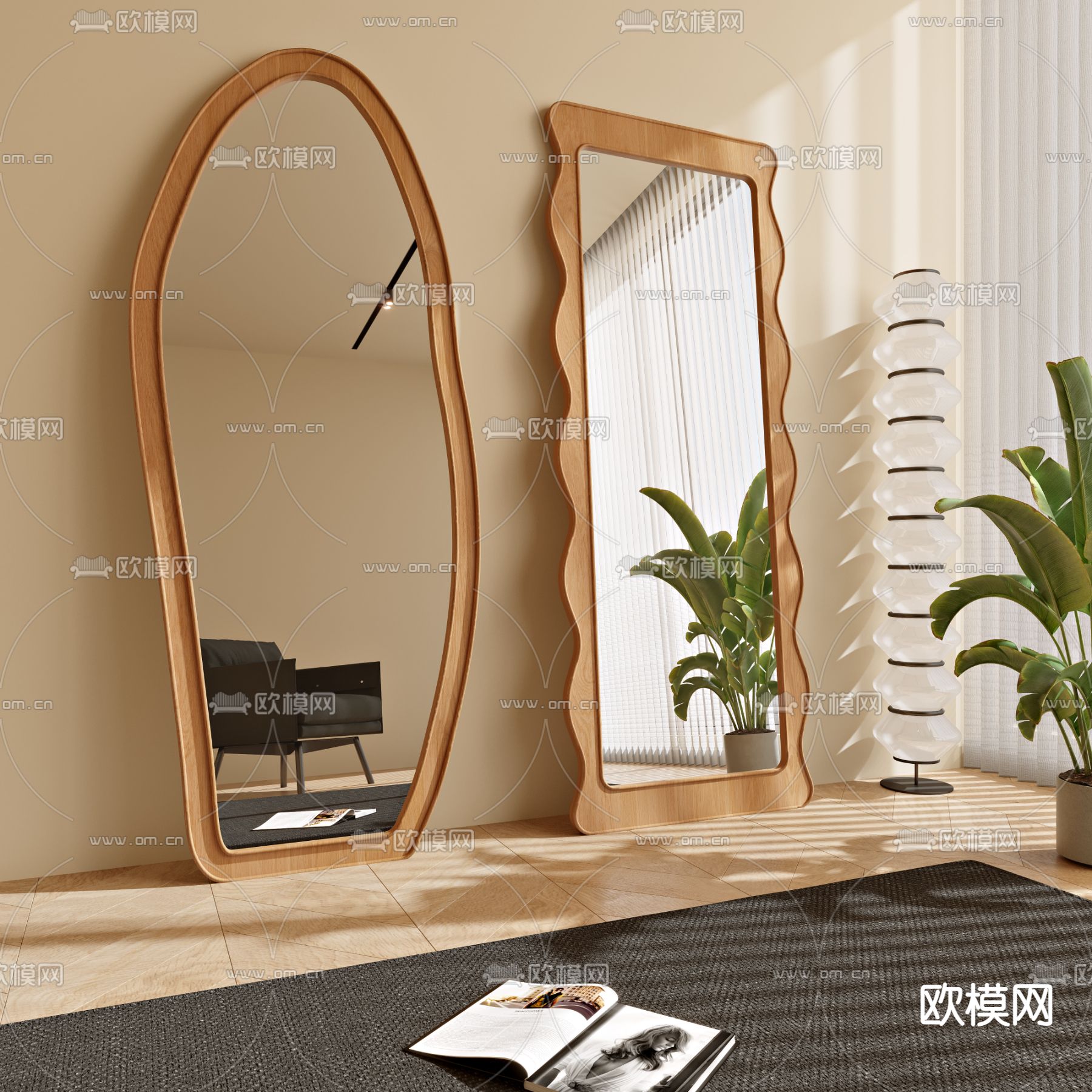 现代装饰镜子3d模型下载