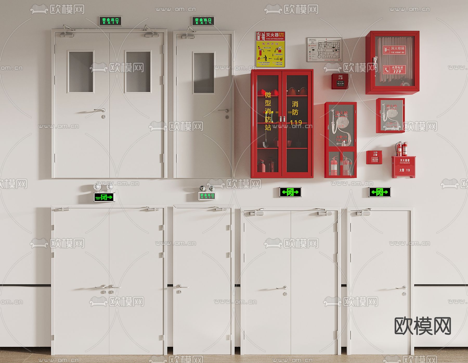消防门 防火门 消防栓3d模型下载
