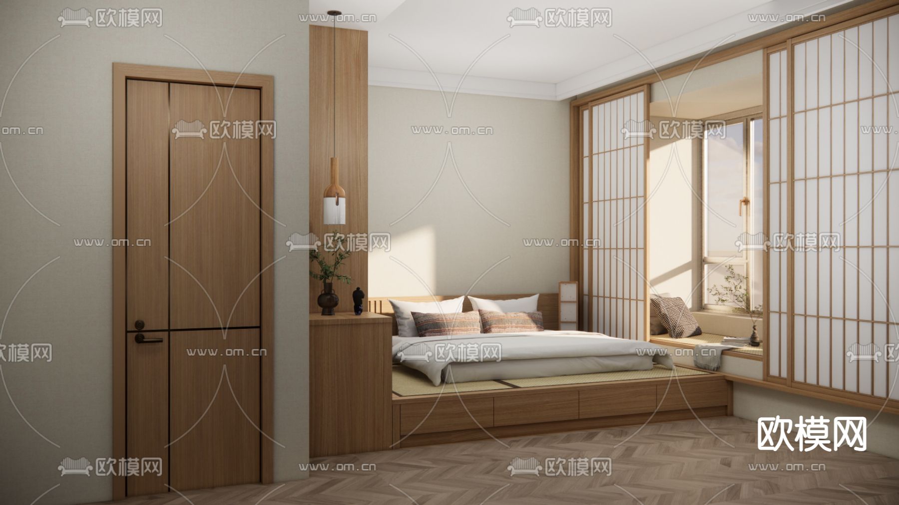 日式榻榻米卧室 茶室su模型下载（渲染图2）