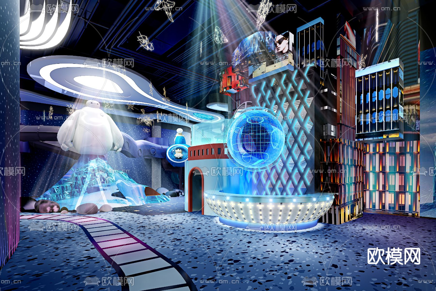 现代儿童电影院3d模型下载（渲染图1）