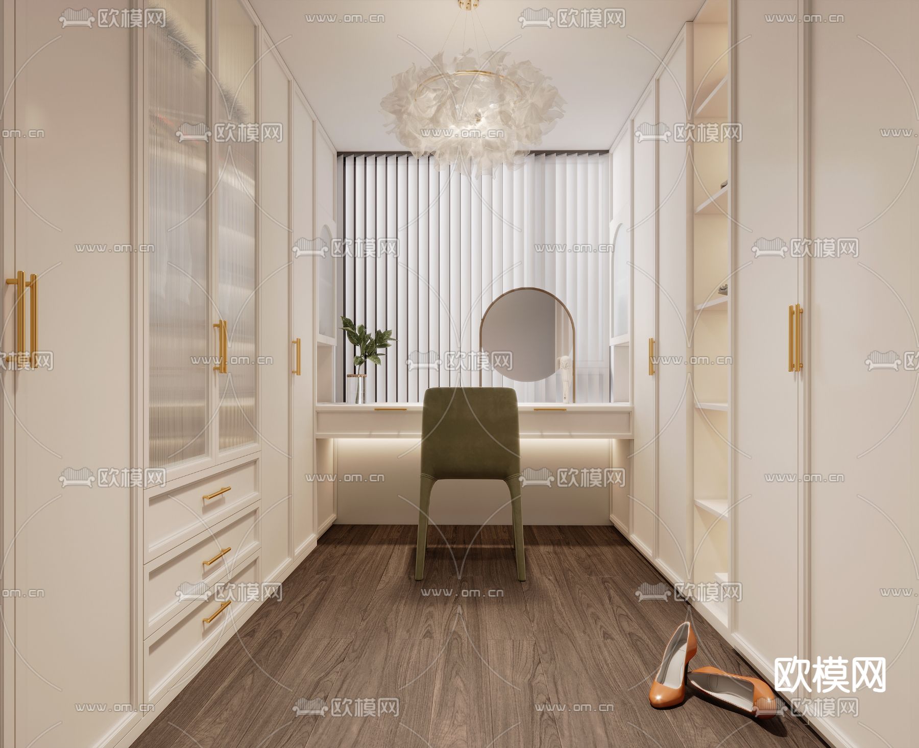 欧式衣帽间su模型下载（渲染图1）