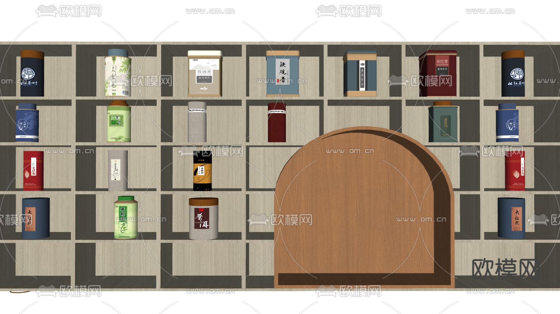新中式茶叶包茶叶罐su模型下载