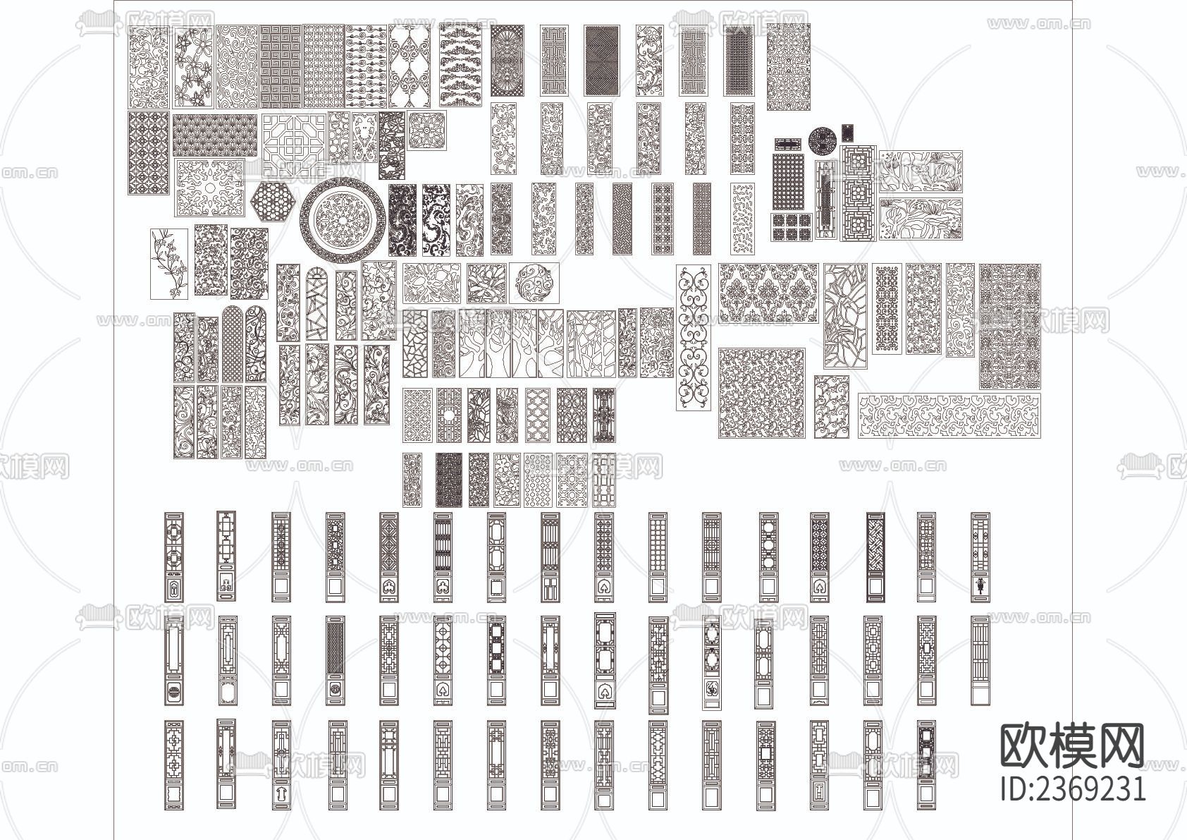 雕花木格cad图库下载（渲染图2）