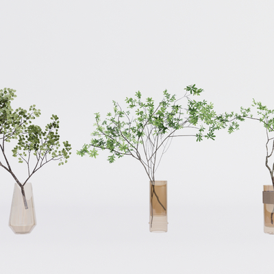  现代水培绿植 花瓶su模型 