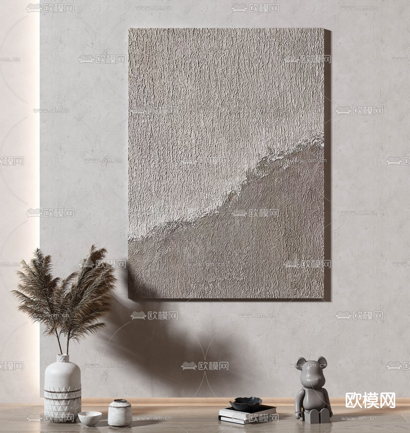 侘寂沙石装饰画3d模型下载