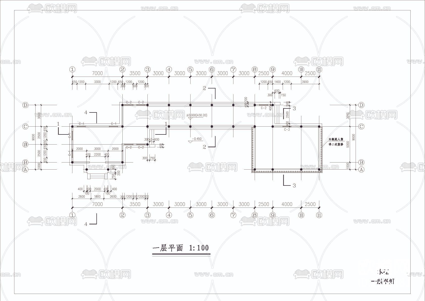 水榭建筑cad施工图下载（渲染图2）