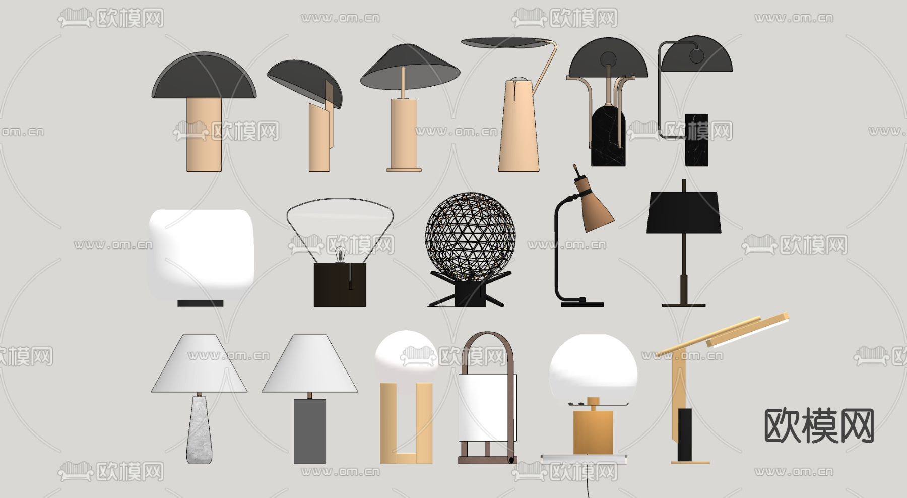 现代轻奢台灯su模型下载（渲染图2）