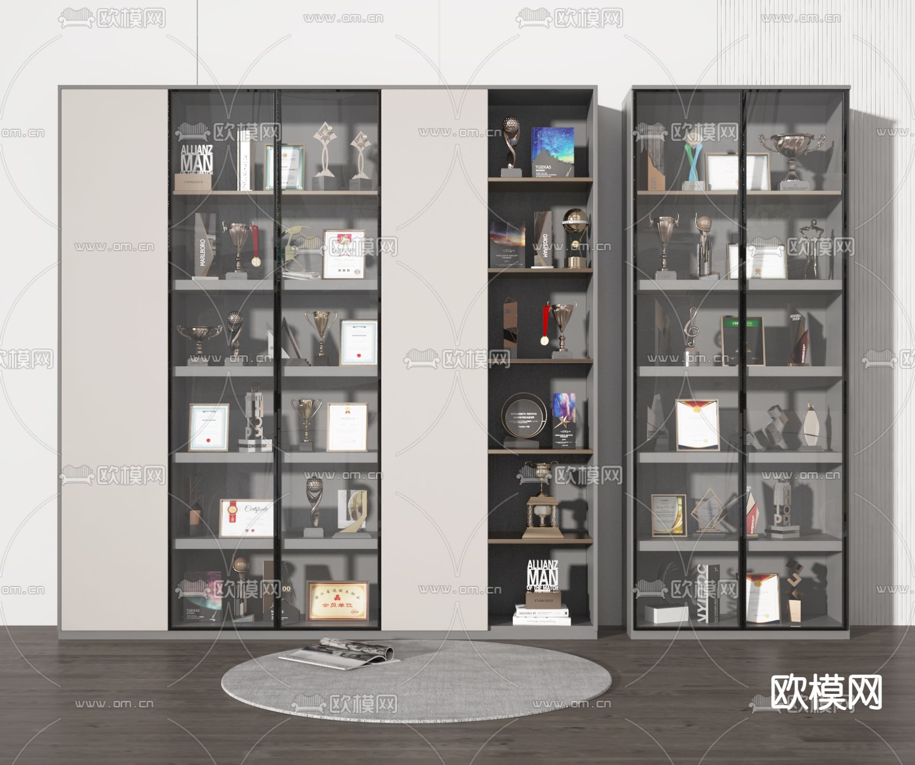 玻璃奖杯陈列柜 展示柜su模型