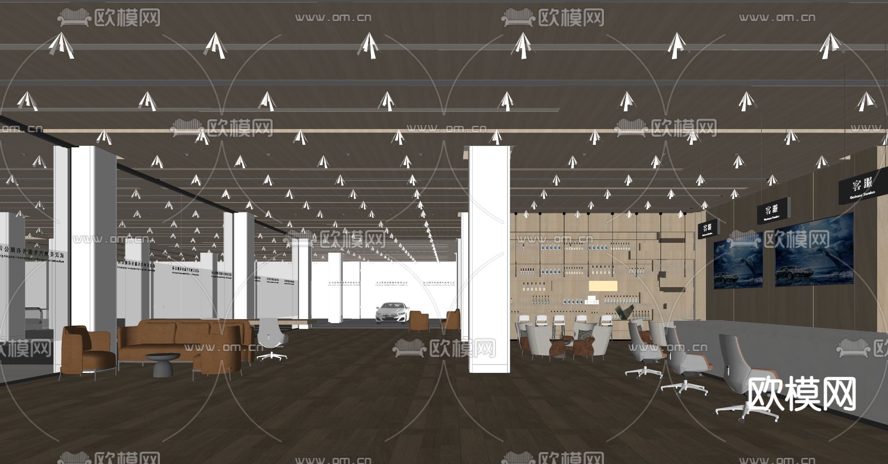 现代汽车专卖店 前台接待处su模型下载（渲染图2）