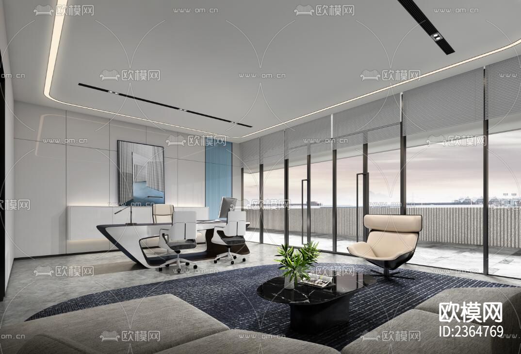 极简办公楼CAD施工图下载（渲染图3）