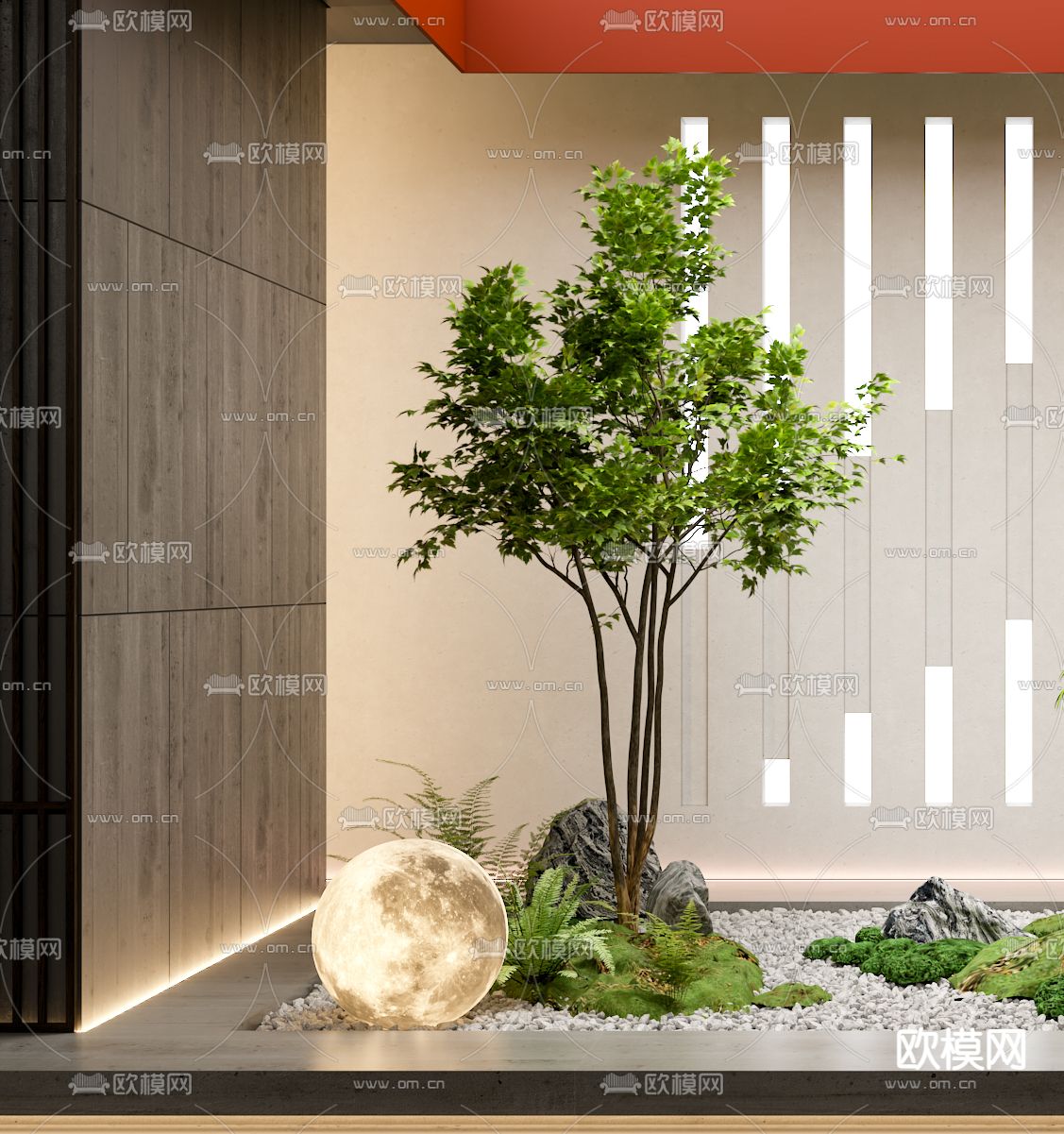 室内假石苔藓 绿植造景3d模型下载（渲染图2）