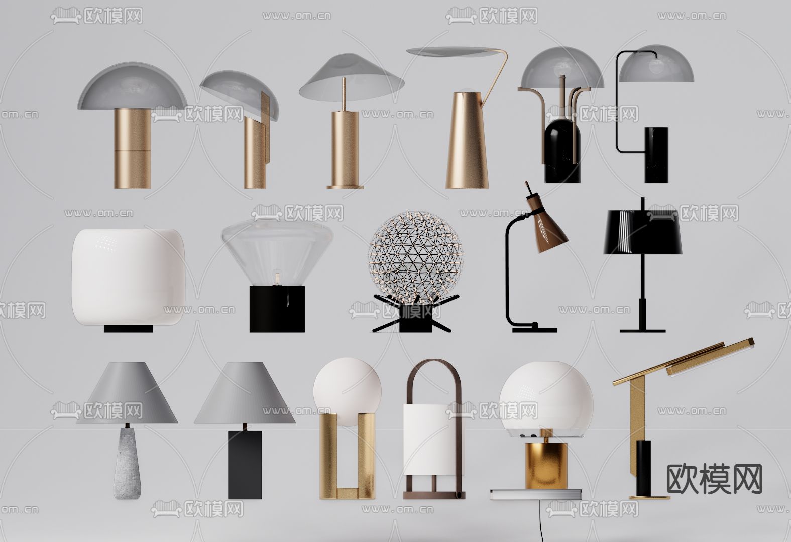 现代轻奢台灯su模型下载（渲染图1）