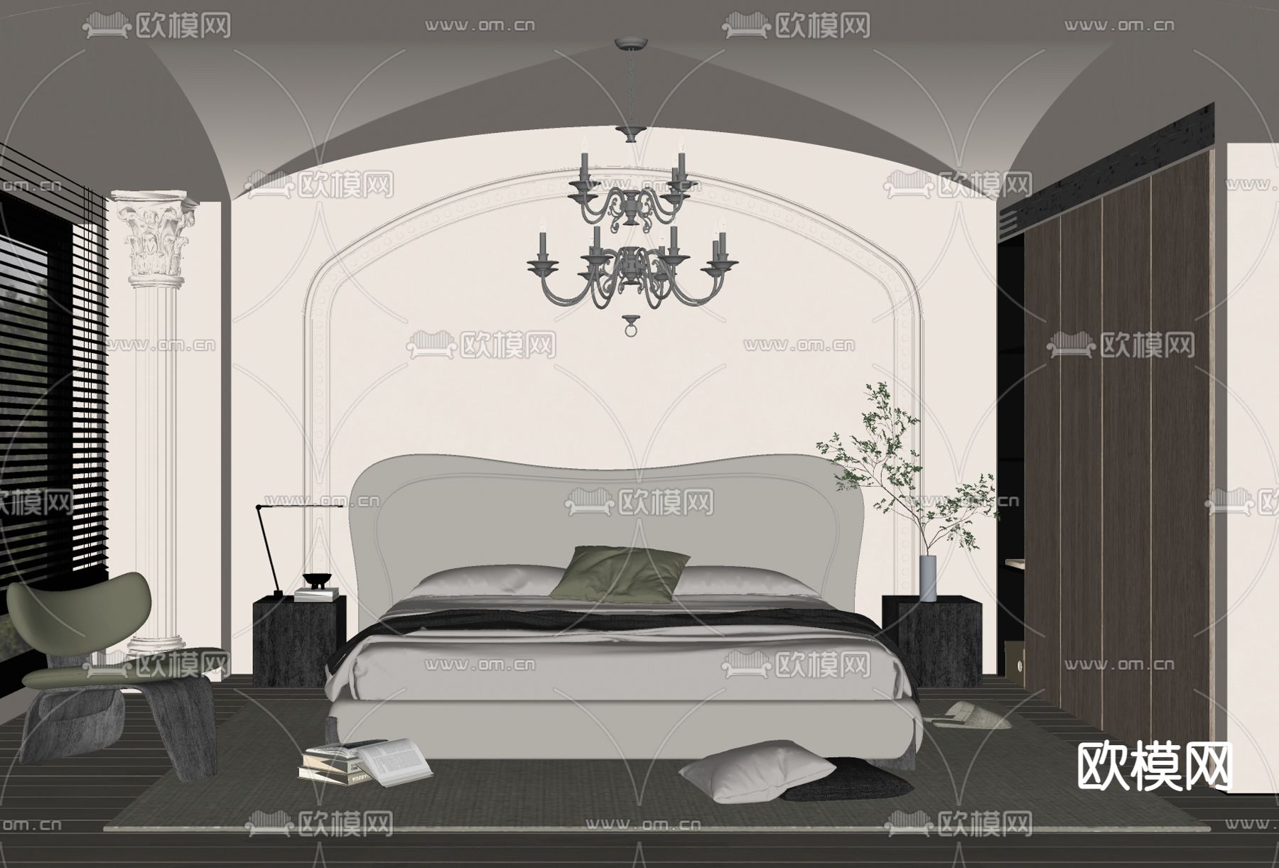 法式卧室 主人房su模型下载（渲染图5）