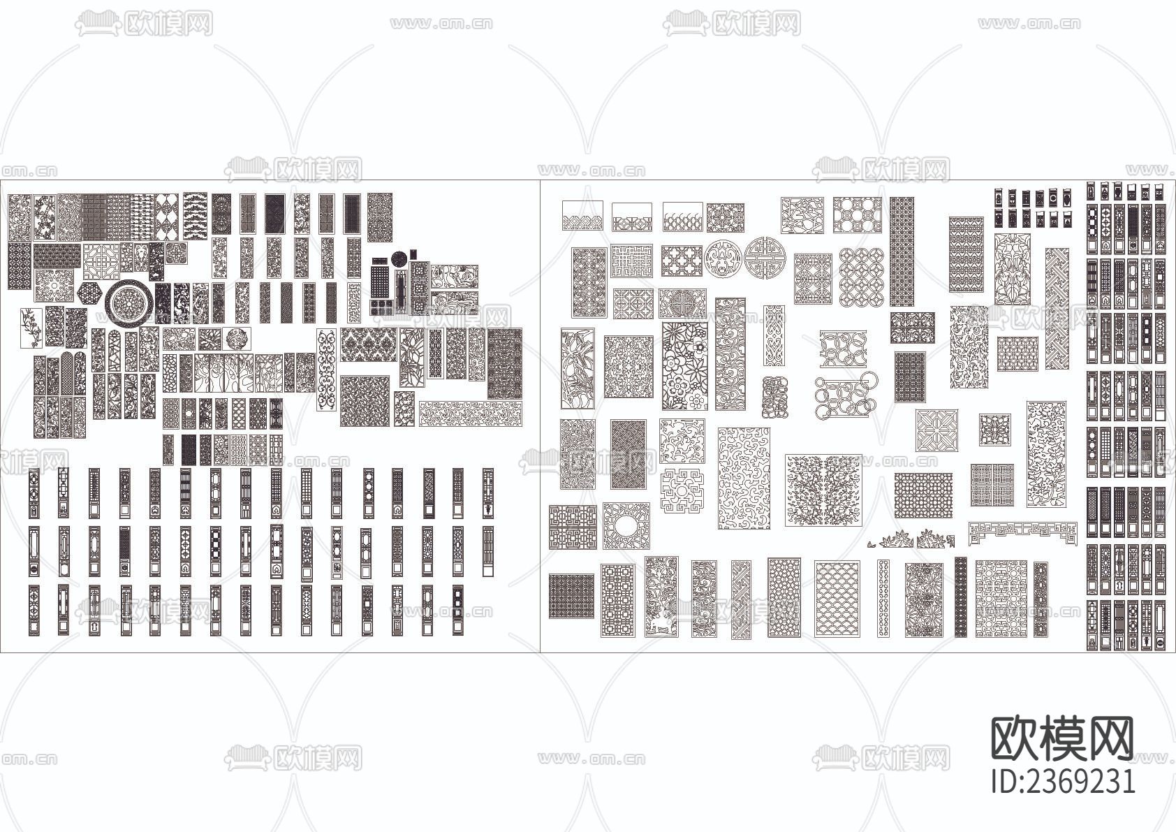 雕花木格cad图库下载（渲染图1）