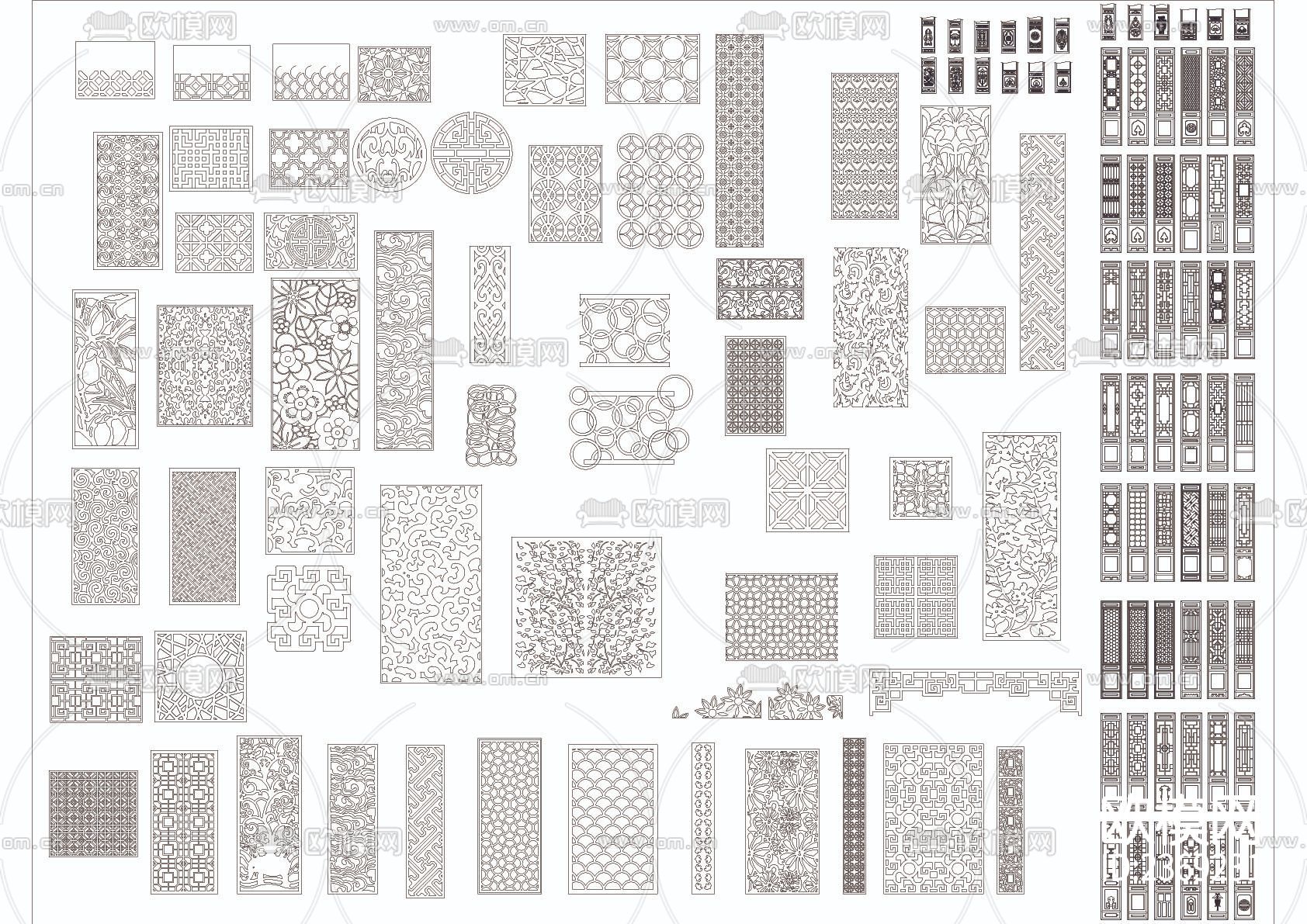 雕花木格cad图库下载（渲染图3）
