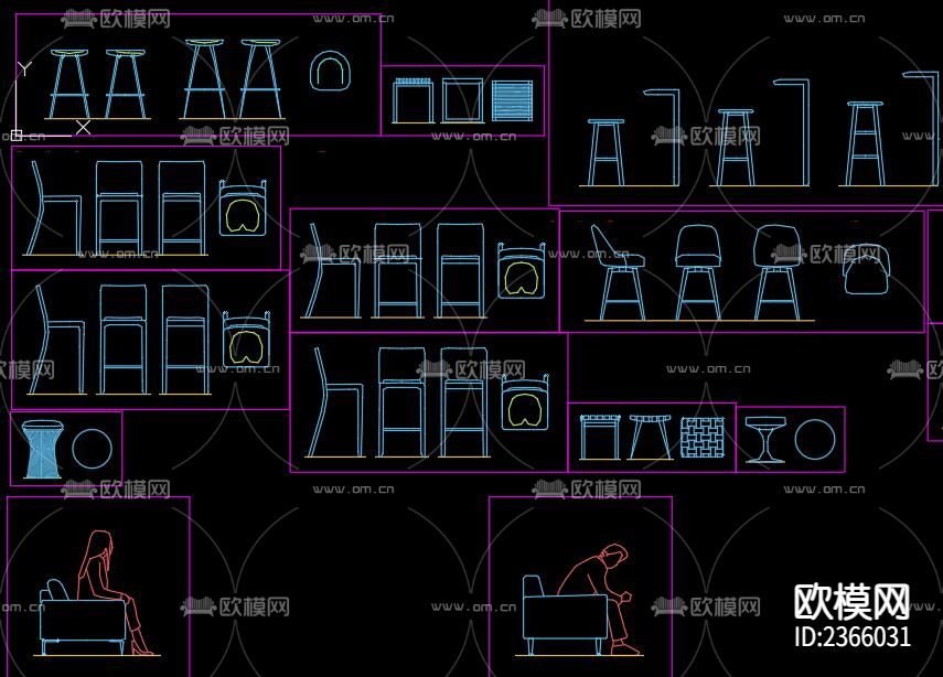 高脚椅CAD施工图下载（渲染图1）