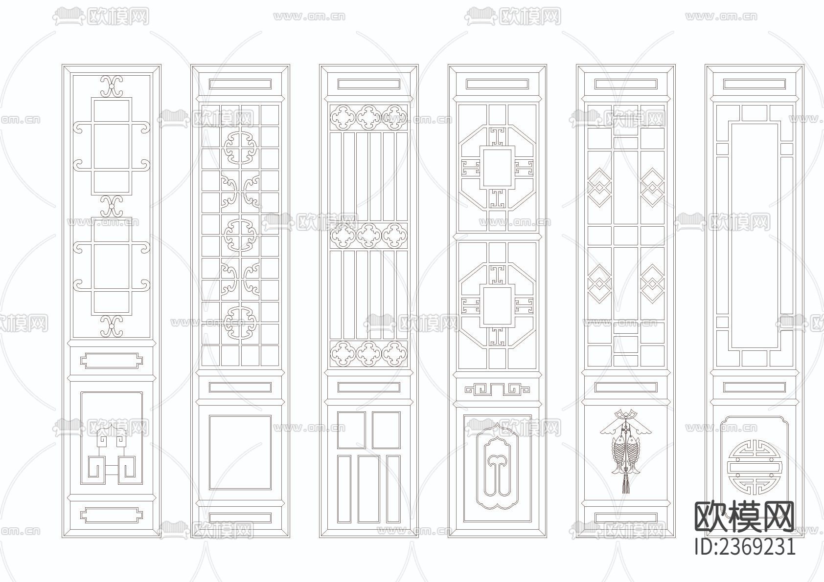 雕花木格cad图库下载（渲染图4）