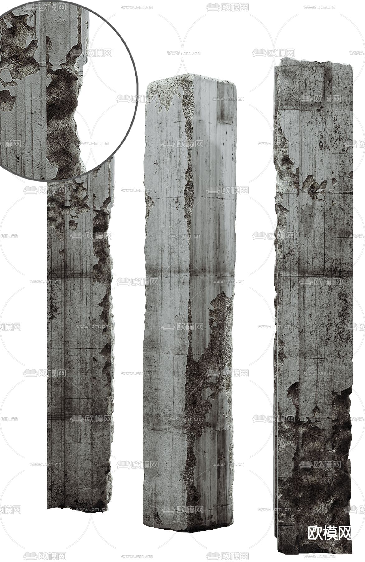 混凝土柱子 水泥柱子3d模型下载（渲染图2）